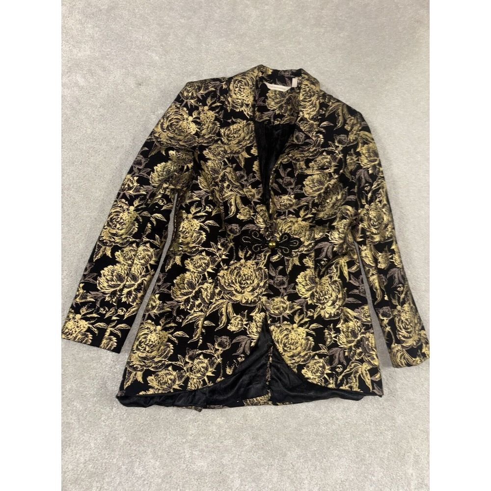 Soft Surroundings‎ Womens Black Gold Floral Jacket Blazer Size Xs Marley Jacket